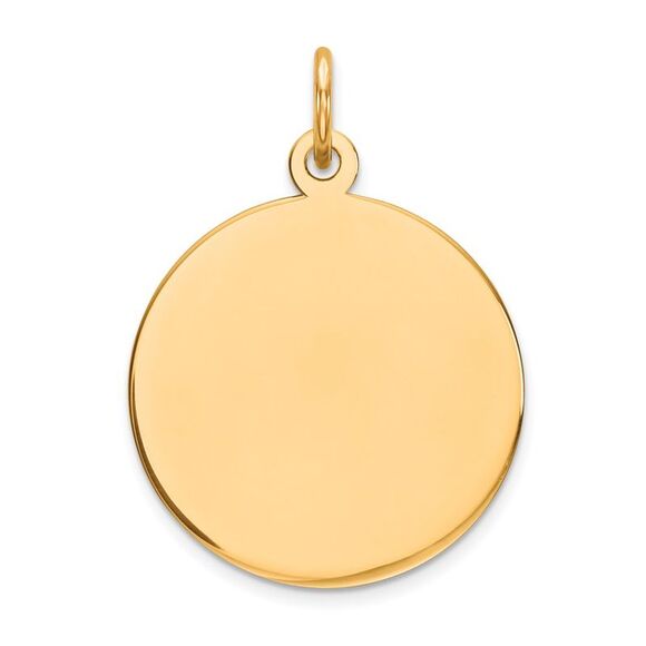 Kazi Luxury 14k Yellow Gold Plain .011 Gauge Circular Engravable Disc Charm